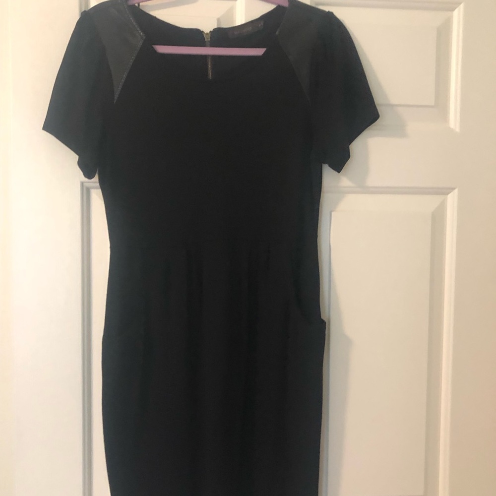 Black dress with leather shoulders